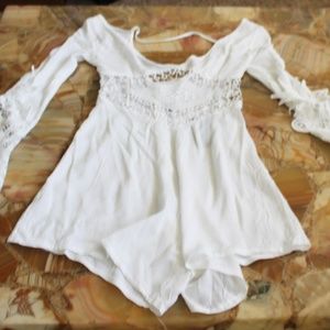 NWT White Open Lace One Peace Shorty Short Dress